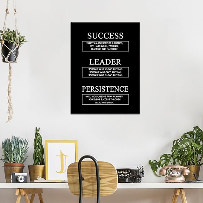 PSYYSP Motivational Canvas Wall Art Success Leader Persistence Entrepreneur Quotes Poster Inspirational Positive Picture Print Artwork for Living Room Office Wall Decor Ready to Hang [18''Wx24''H]