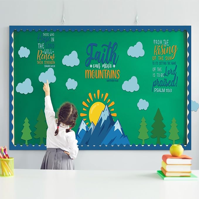Faith Can Move Mountains Bulletin Board Decoration Religious Classroom Bulletin Board Faith Mountain Cutout for Sunday School Religious Classroom Home Wall Decor
