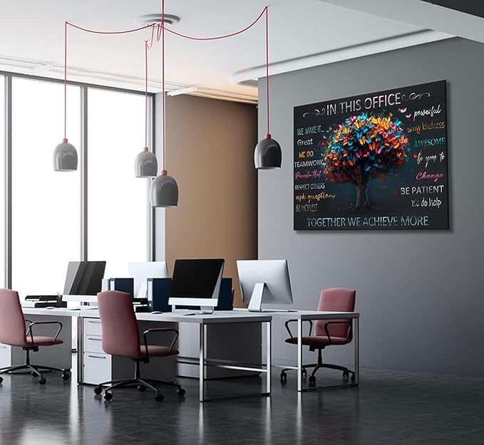 Office Inspirational Quotes Canvas Wall Art Teamwork Positive Energy Picture Wall Decor Team Rules Inspiring Poster Print Painting for Living Room Bedroom Man Cave Decoration Prepare To Hang
