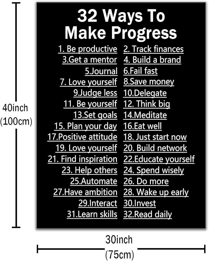 Motivational Office Poster Canvas Wall Art Success Inspirational Inspiring Quotes Picture Painting Wall Decor Artwork for Modern Home Living Room School Hallway Stretched and Framed [30''W X 40''H]