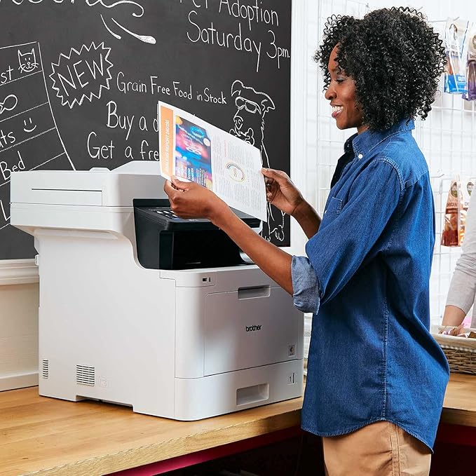 Brother MFC-L8900CDWA Wireless All-in-One Color Laser Printer for Office, Green - Print Copy Scan Fax - 33 ppm, 2400 x 600 dpi, 5" Touchscreen LED, Auto Duplex Printing, 70-Sheet ADF, Printer Cable