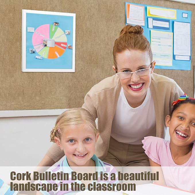 Treela 8 Packs Cork Bulletin Board with Frame, Decorative Linen Bulletin Cork Board Small Push Pin with 32 Push Pin 16 Clips for Office Welcome Back to School Wall Home Supplies(White,Square)