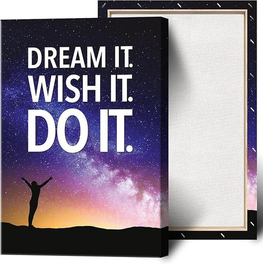 Funky Motivational Quotes Wall Art Trendy Motivational Dream It Wish It Do It Canvas Poster Work Motivation Hustle Inspiring Prints Painting For Office Living Room Wall Decor 12x16in Framed