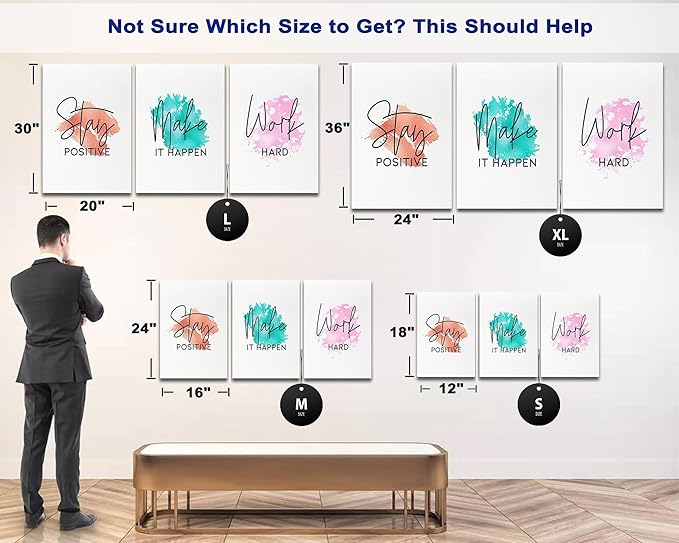 SHMAO Office Canvas Wall Art Motivational Wall Decor, 3 Piece Stay Work Make Print Pictures for Office Wall Decor Women Inspirational Framed Artwork Home Office Decor 16”x24”x3 Panels