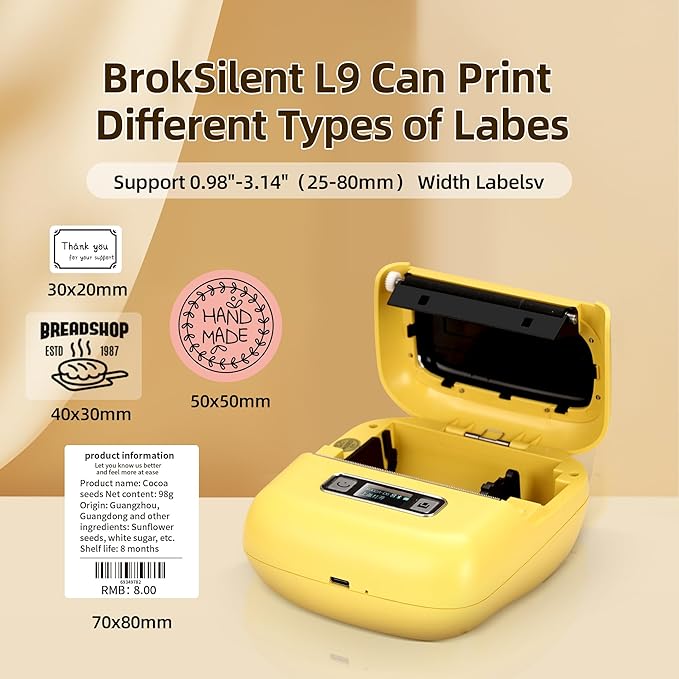 Label makers, 2-3 Inch Thermal Bluetooth Label Printer L9 Barcode Printer Mini Label Maker Easy to Use for Barcode,Address,Retail,Small Business,Shipping,Office,Clothing,Mailing(with 1 Roll Label)