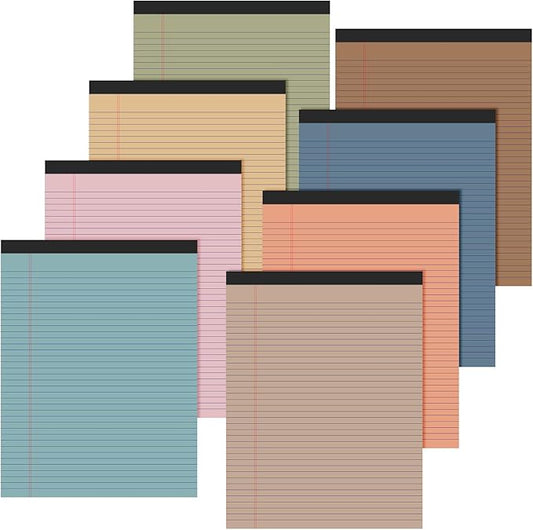 Fuutreo 8 Pcs 8.5'' x 11'' Colored Legal Pad 50 Sheets Per Writing Pads Narrow Ruled Notepad Perforated Writing Notepad Office Supplies for College Office Business (Advanced Grey)