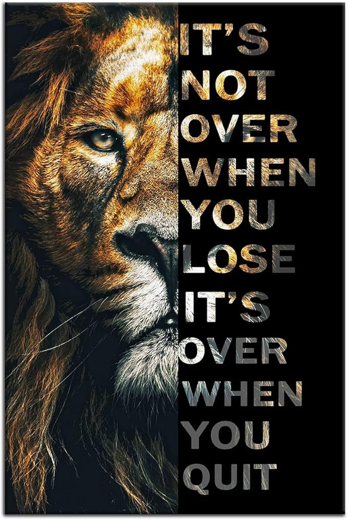 Inspirational Wall Art for Office Quotes Theme Wall Decor for Animal Leopard Motivational Canvas Prints Framed Wall Art for Bathrooms Modern Home Decor Artwork Framed Stretched [12''W x 18''H]