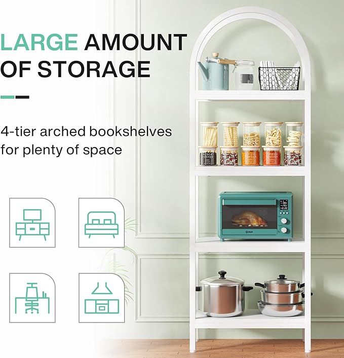 Tribesigns 4-Tier Open Bookshelf, 70.8" Industrial Wood Bookcase Storage Shelves with Metal Frame, Freestanding Display Rack Tall Shelving Unit for Office, Bedroom, Living Room (White, 1PC)