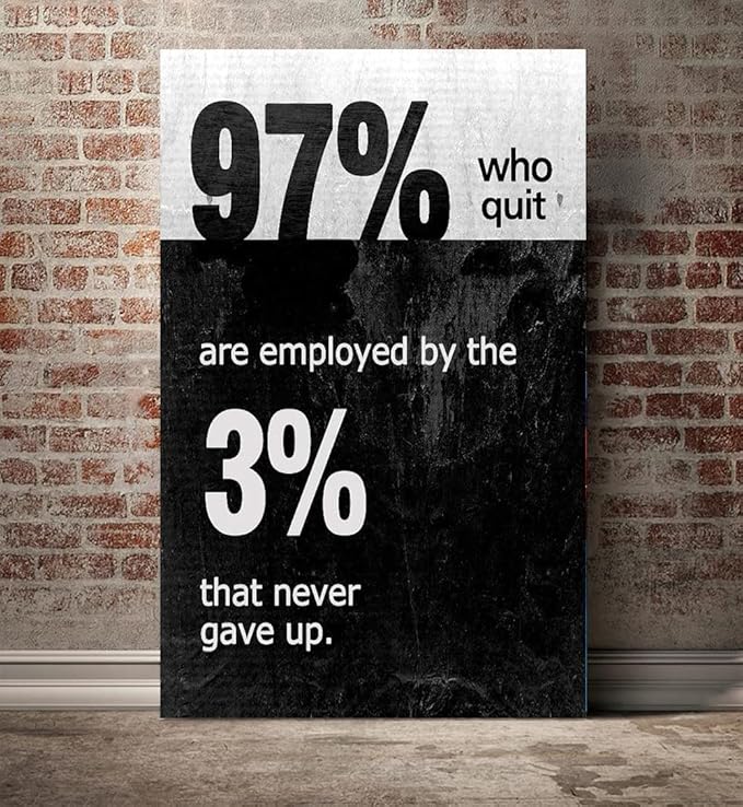 Yatsen Bridge Modern Motivational Entrepreneur Office Wall Art 97% Who Quit are Employed by The 3% That Never Gave up Inspirational Motto Canvas Artwork Ready to Hang for Decoration - 28''Wx44''H