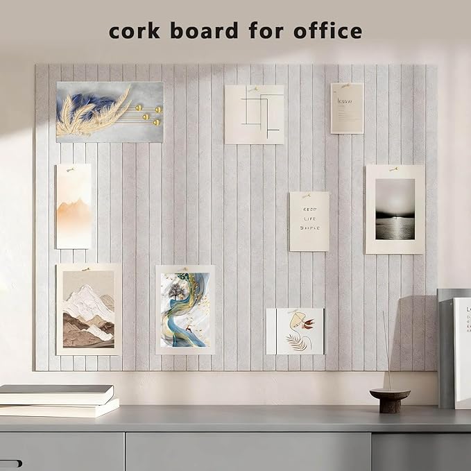 Large Felt Bulletin Board, 47"x35" Cork Board Alternative, Adhesive Cork Board with 30 Pushpins, Wall Pin Board, Bulletin Board for Office, 12 Pack, Gray