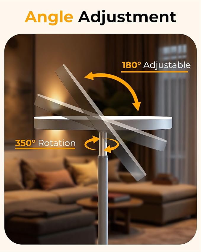 Floor Lamp for Bedroom,69" Tall Standing Lamp Remote & Foot Switch with 1H Timer, 2700-6500K Stepless Dimmable Modern Pole Light for Bedroom, Office, Reading, Sliver