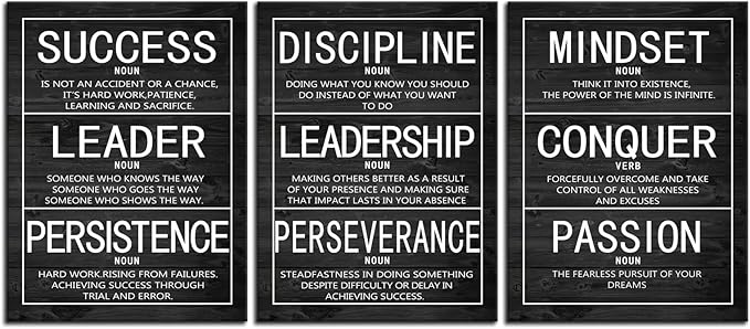 Motivational 3 Pieces Poster Inspirational Canvas Wall Art Prints Artwork for Living Room Office Modern Home Decor Inspiring Painting Pictures Stretched and Framed Ready to Hang [36''Wx 16''H]