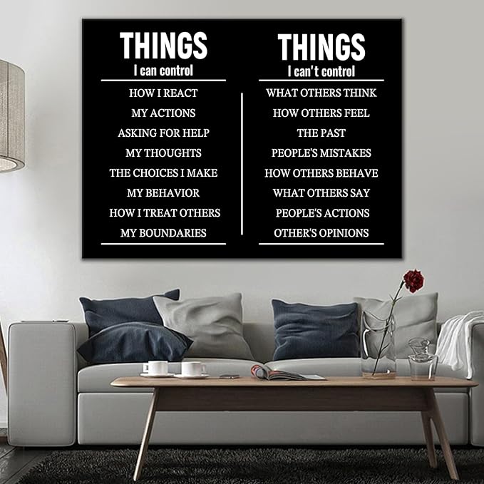 Motivational Quote Office Canvas Wall Art Things I Can Control Poster Decor Inspiring Painting Prints Wall Pictures for Modern Home Living Room Women Room Stretched and Framed [30''W X 40''H]