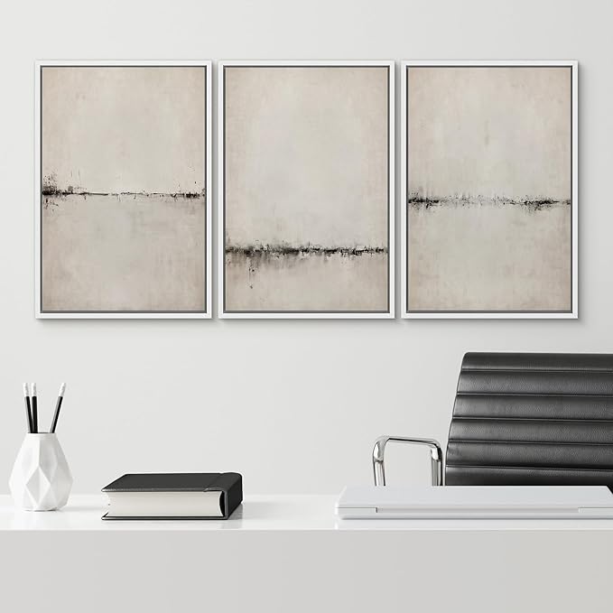 SIGNWIN Framed Canvas Print Wall Art Set Abstract Watercolor Serene Aesthetic Illustrations Modern Art Decorative Nordic Abstract for Living Room, Bedroom, Office - 16"x24"x3 White