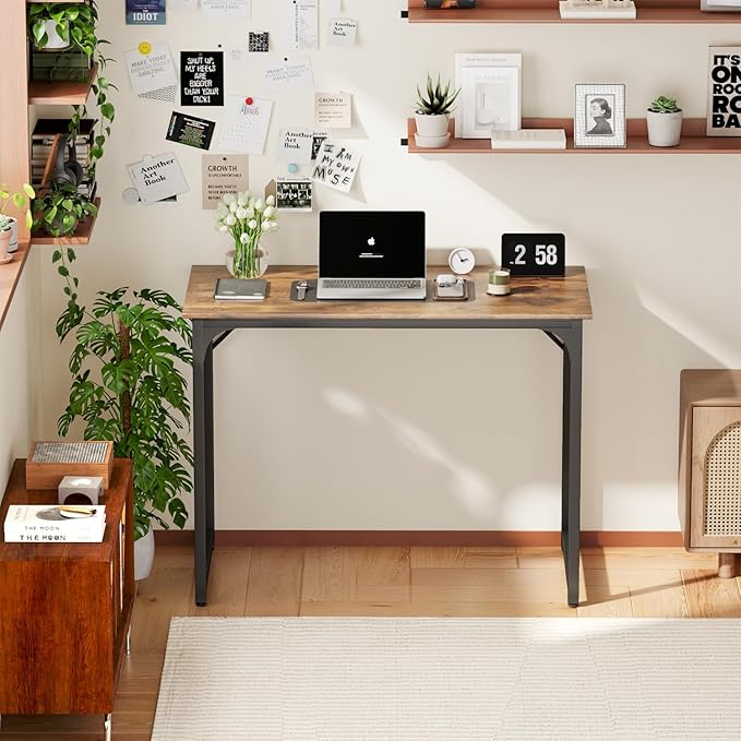 Computer Desk 39.4" Home Office Writing Desk, Modern Simple Style Table for Work Study Gaming,Workstation for Home Office,Brown