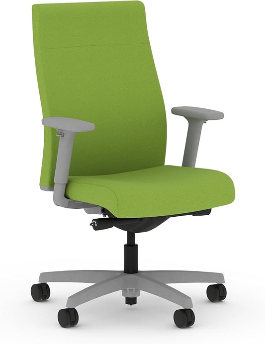 HON Ignition 2.0 Fabric Office Chair, Upholstered, Adjustable Arms, Advanced Synchro-Tilt Recline Executive Ergonomic Office Chair, Titanium Frame, Pear