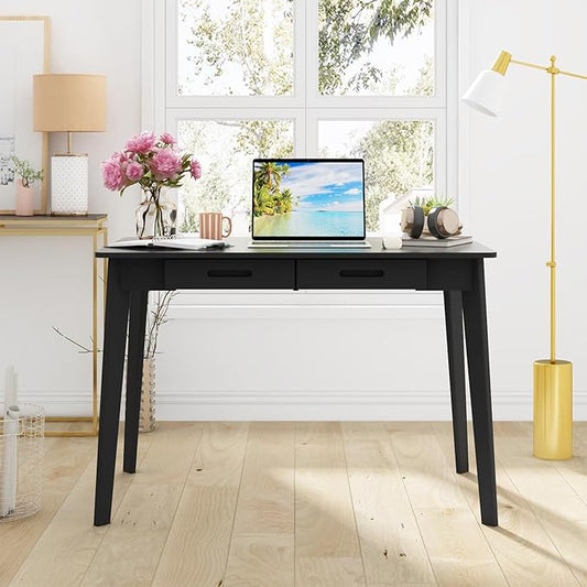 Home Office Computer Desk Coner Desk with 2 Drawers, Study Writing Table for Home Office, Study, Black (39.3 ”W x 23.6”D x 29.1”H)