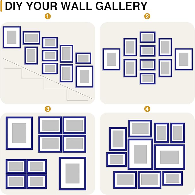decorUhome Picture Frames Collage Wall Decor for Photo Gallery Display, Assorted Picture Frames set of 10 Including Two 8x10 / Four 5x7 / Four 4x6 for Family Wall Decor, Royal Blue, 10 Pack