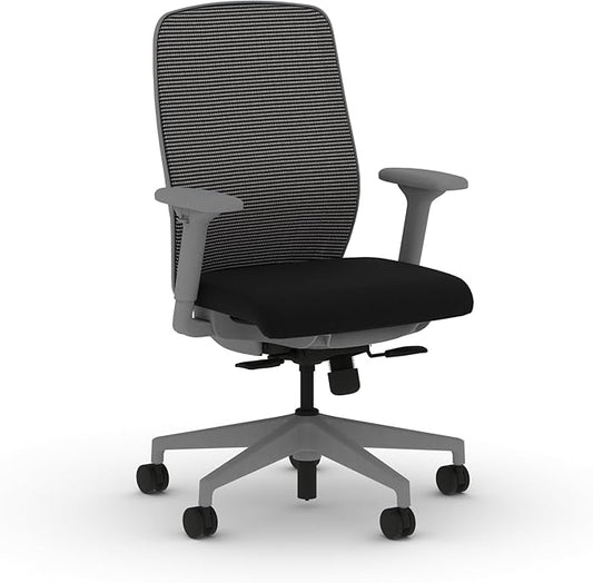 HON Nucleus Task Chair, Standard Synchro-Tilt Control, Office Chair with Lumbar Support, Height and Width Adjustable Arms, Titanium Frame, Black