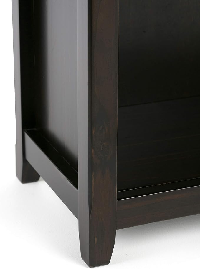 SIMPLIHOME Amherst Bookcase - 70 inch Tall 5-Shelf Solid Wood Bookshelf in Hickory Brown, Transitional Storage for Living Room, Study Room or Office with Adjustable Shelves and Tapered Legs