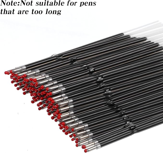100 Pcs Ballpoint Ink Pen Refills Retractable Ballpoint Pen Refills 4.2 Inch Black Ink Refill Soft Click Pens Smooth Writing Medium Point for Journal Office School Supplies