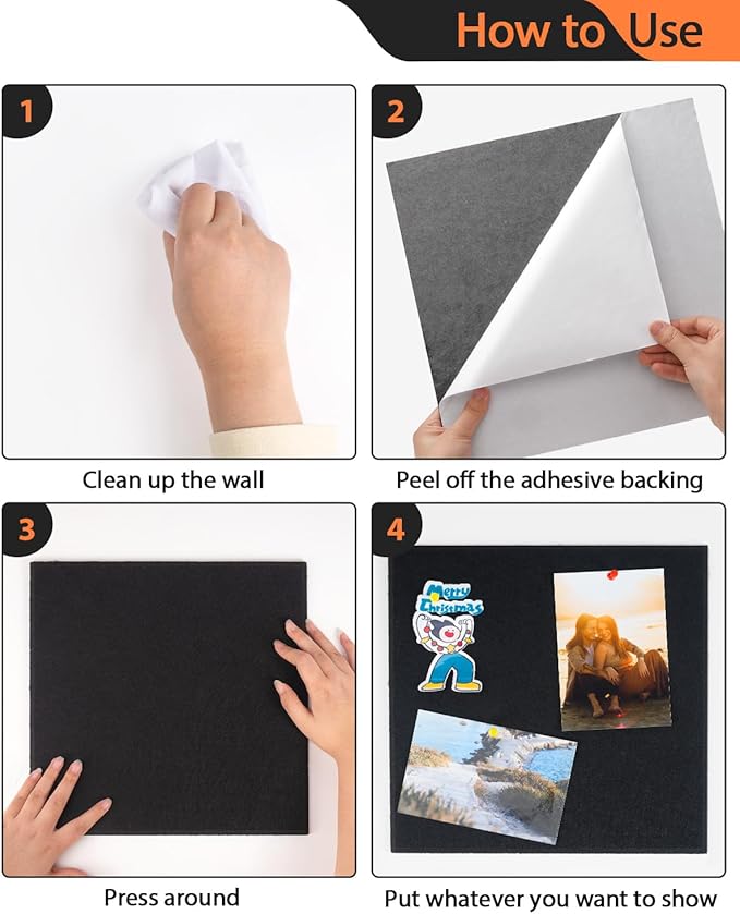 48"X36" Cork Boards for Wall with Adhesive Backing, 12 Pack Felt Bulletin Board Tiles for Office, Pin Board for Photos, Notes, Dart Board Wall Protectors