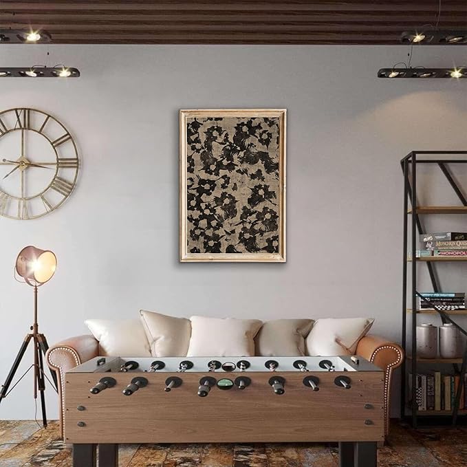 Abstract Canvas Wall Art Neutral Abstract Floral Print Vintage Minimalist Modern Neutral Botanical Wall Art Hand Painted Black Blooming Flowers Artwork Poster for Living Room Bedroom Office Unframed