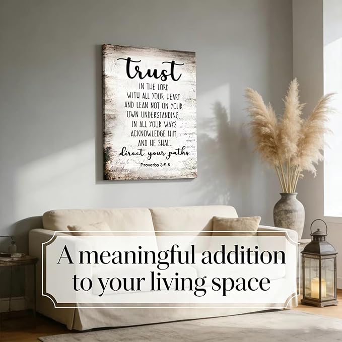 Proverbs3:5-6 Trust In The Lord With All Your Heart Canvas goodness of god Wall Art the lords prayer Picture Wall Decor Christian Bible Scripture Poster Print Artwork for Office Church 16x24 in Canvas