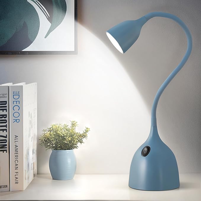 Gooseneck Desk Lamp 360 LED Flexible Reading Light for Small Spaces Home Office Bedroom College Dorm Bookshelf Nightstand Table Lamp (Blue)