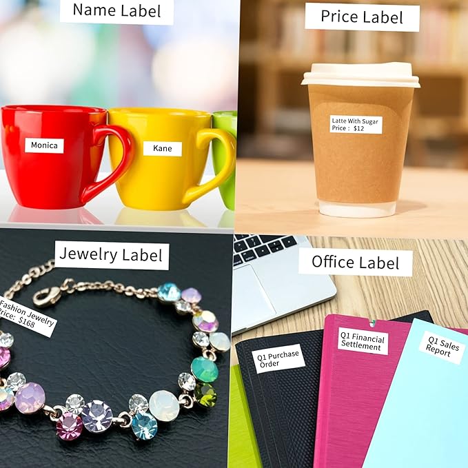 Label Maker,Portable T7 Label Maker BT Thermal Label Printer Sticker with 1 Roll White Label Paper Auto Cutting Compatible with iOS Android for Home Office School Store