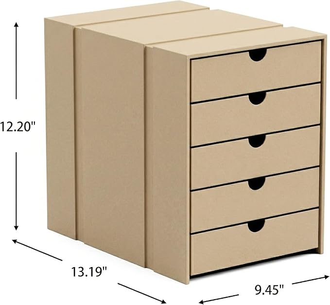 Modern Steel 5-Drawer File Cabinet For Desk, Document Storage Box, Office Desktop Filing Organizer, Drawer Organizer, desk caddy (Milktea)
