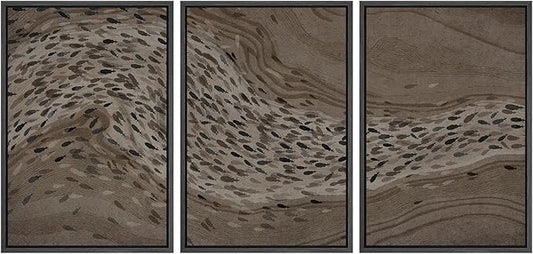 SIGNWIN Framed Canvas Print Wall Art SetBison Migration African Animal Migration in Brown and Black Illustrations Modern Art Decorative Abstract for Living Room, Bedroom, Office - 16"x24"x3 Black
