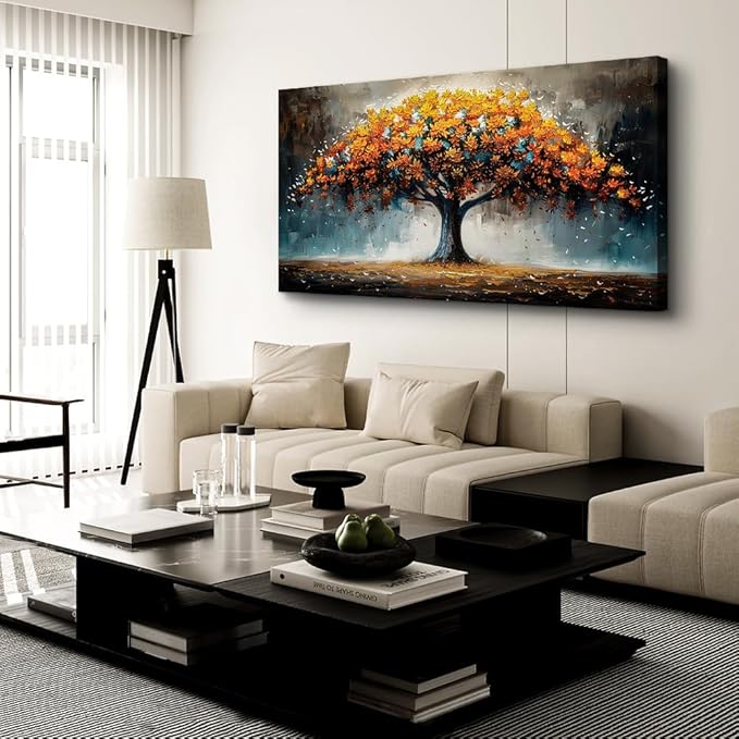 KELIYUAN Large Canvas Wall Art For Living Room Farmhouse Wall Decor For Bedroom Office Decorations Abstract Wall Paintings Tree Landscape Pictures Artwork Modern Home Decor Posters 20x40In