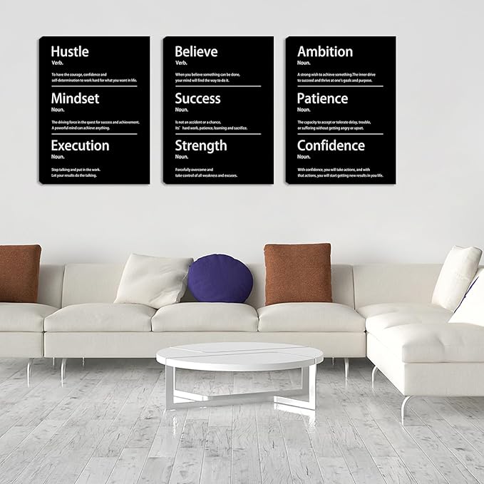 Halioyo Motivational Wall Decor, 16 x 24 Inch Inspirational Canvas Wall Art, Positive Quotes Office Painting Posters for Office Dorm Living Room Bedroom Home - 3pcs