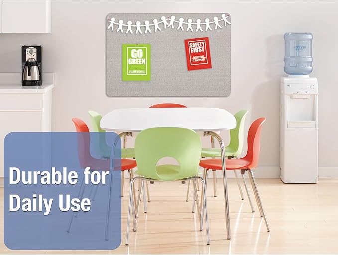Quartet Bulletin Board 48"W x 36"H Fabric Cork Board Alternative for Office School or Home Décor, Gray (7684G)