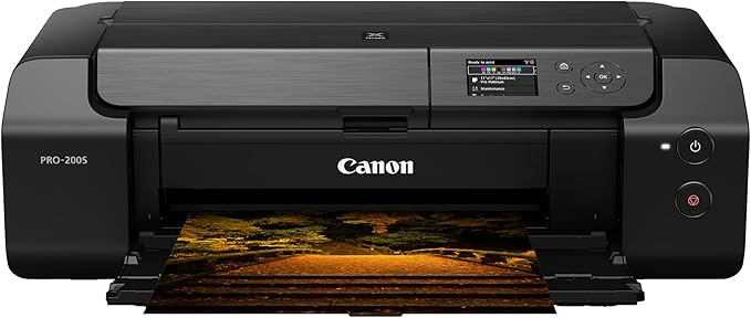 Canon PIXMA PRO-200S Professional 13" Wireless Inkjet Photo Printer with 3.0" Color LCD Monitor, 8-Color Dye-Based Ink, Black