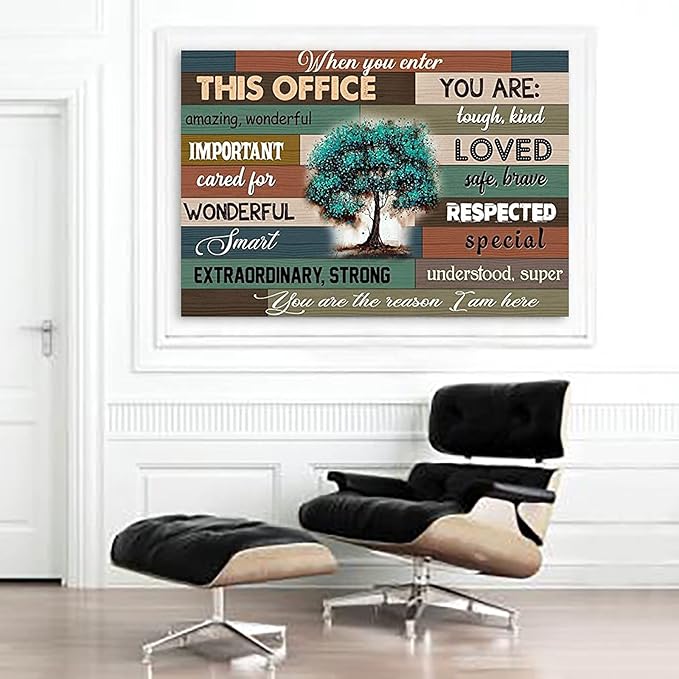 YUWONDESS Unframed Office Sign Poster When You Enter This Office Wall Art Canvas Horizental Poster Rustic Wooden Background Office Art Prints on Canvas For Office No Frame (12*18 inch Unframed)