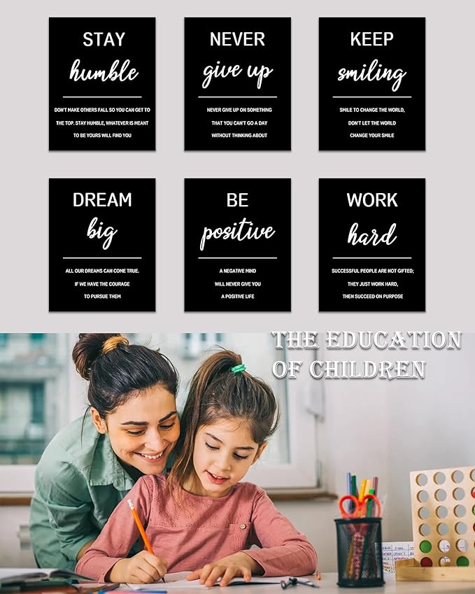 𝗗𝗿𝘀𝗼𝘂𝗺 Inspirational Office 𝗙𝗿𝗮𝗺𝗲𝗱 Wall Art Motivational Wall Decor Quotes Wall Art for Living Room Encouraging Canvas Posters for Bedroom Sayings for Wall Decor - 8” x10” x6 PCS (𝗙𝗿𝗮𝗺𝗲𝗱)