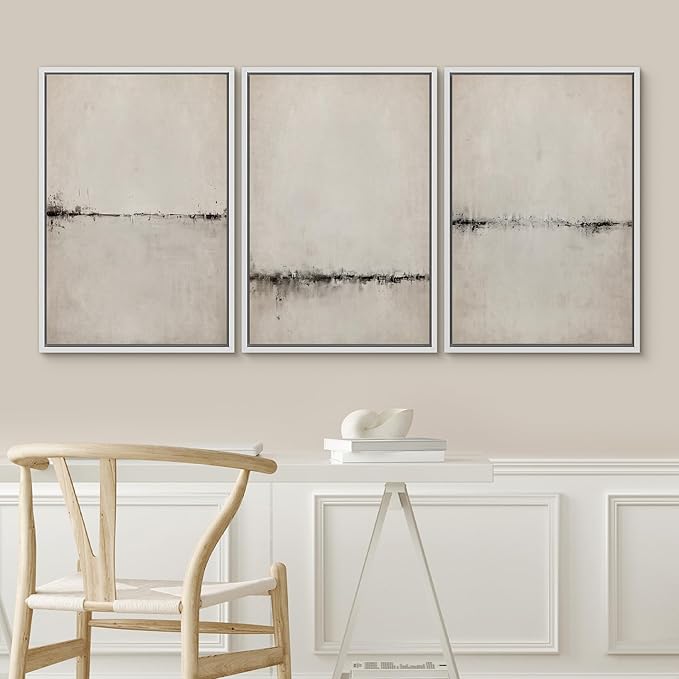 SIGNWIN Framed Canvas Print Wall Art Set Abstract Watercolor Serene Aesthetic Illustrations Modern Art Decorative Nordic Abstract for Living Room, Bedroom, Office - 24"x36"x3 White