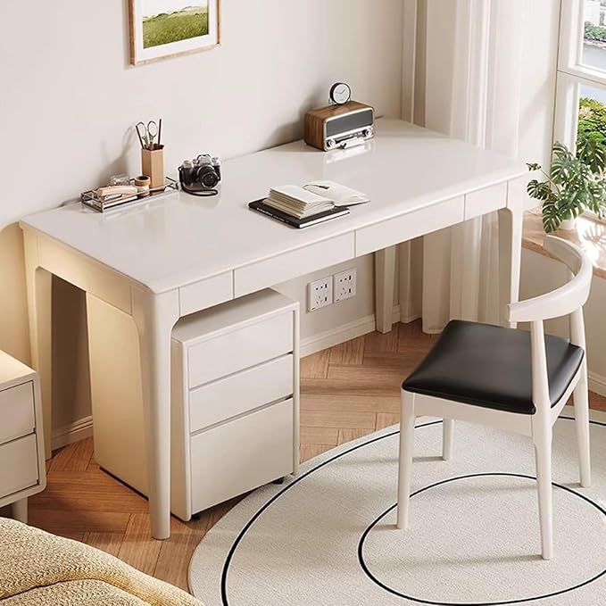 Writing Study Computer Desks with Drawer,Farmhouse Executive Desk with Storage,Modern Wood Home Office Desk for Study, Living Room, Bedroom,A,100 * 40cm