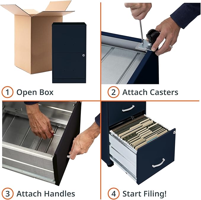 Lorell LYS SOHO File/File Mobile File Cabinet, Navy