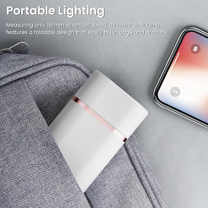 Cordless Desk Lamp, Rechargeable Portable Light with 3 Modes and Hidden Stretchable Design, Multi-Function Lamp for Reading, Emergency and Phone Stand Use