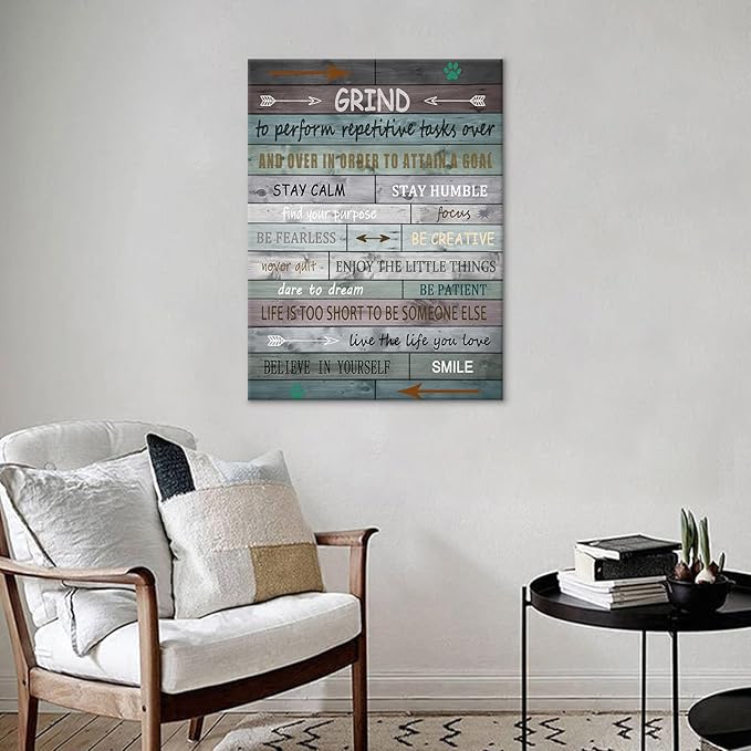 Inspirational Canvas Poster Print Wall Art Home Decor Motivational Entrepreneur Quotes Retro Picture Painting Artwork for Bedroom Office Gym Classroom Wall Decoration Ready to Hang [18" W x 24" H]