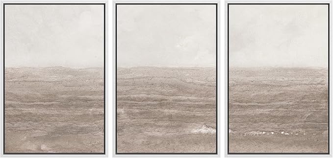MUDECOR Framed Wall Art Print Set Neutral Textured Seascapes Subtle Tones Illustrations Modern Art Boho Decorative Colorful Chic for Living Room, Bedroom, Office - 16"x24"x3 White