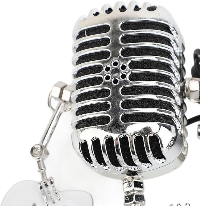 ZJchao Vintage Microphone Guitar Robot Table Lamp Aluminum Retro Metal Robot Night Light for Bedroom Desk Home Decor (White)