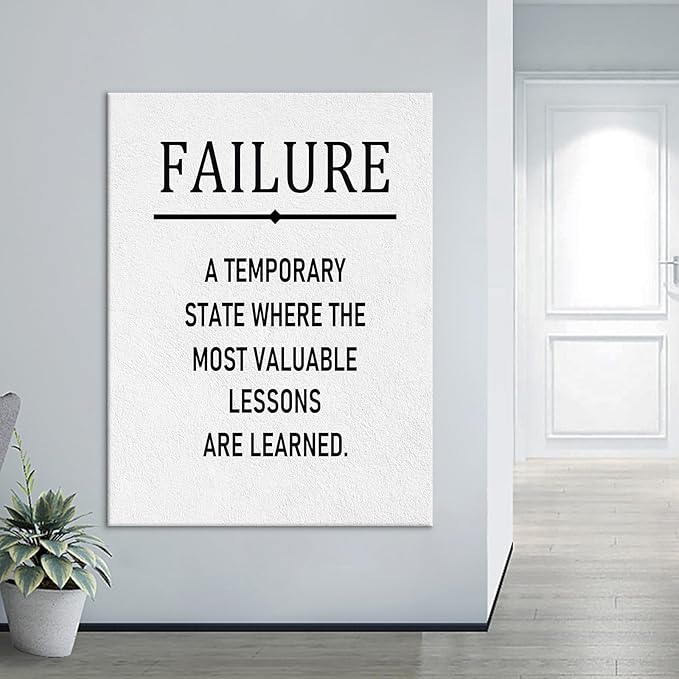 Temporary Failure Motivational Canvas Wall Art Success Inspirational Quotes Large Size Painting Poster Positive Picture Print Artwork for Living Room Classroom Gym Stretched and Framed [30''Wx 40''H]