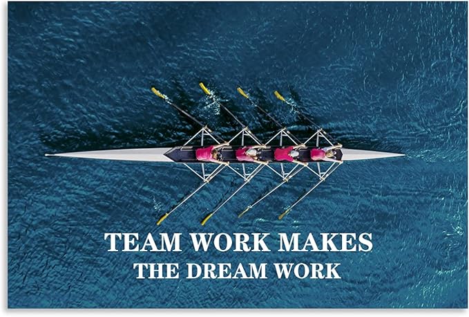 Motivational Wall Art Motivational Poster Team Work Makes The Dream Entrepreneur Canvas Printmaking Inspiring Motto Picture Modern Art Home Office Decoration Ready to Hang[12''W X 18''H]