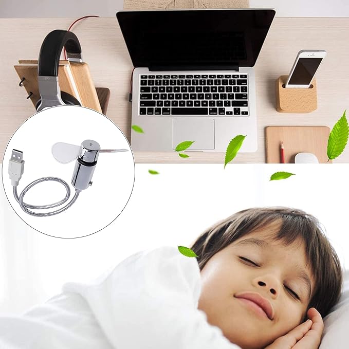 SAYTAY LED Clock USB Fan With Temperature Display - Portable Cooling Mini Gooseneck Fan for Office, Home & Travel (TC)