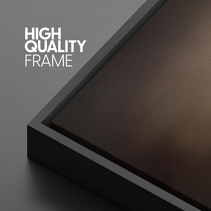 SIGNFORD Framed Canvas Print Wall Art Twilight Haze Abstract Minimalist Beige to Navy Ombre Illustrations Modern Art Decorative Relax/Zen for Living Room, Bedroom, Office - 24"x36" Black