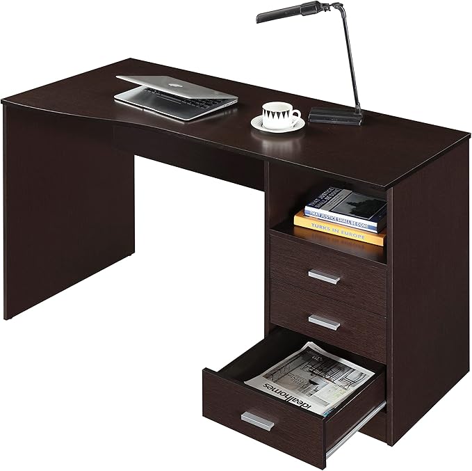 Techni Mobili 51" Classic Computer Desk with Drawers, 3-Drawer Home Office Desk with Storage (Brown)